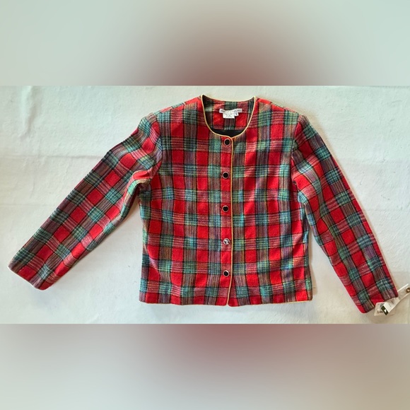 NWT Maggy London Silk Tartan Plaid Lined Jacket (14) - Picture 7 of 15